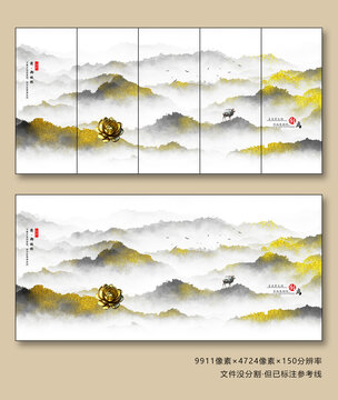 中式山水畫屏風(fēng)