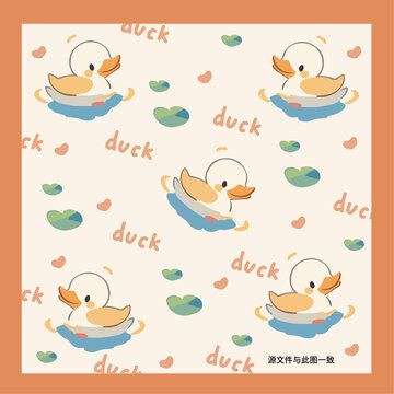 卡通鴨鴨家紡印花平鋪圖案