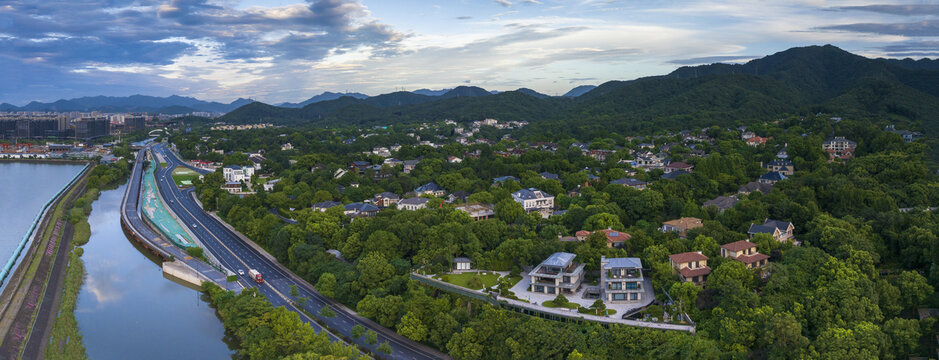 杭州市西湖区钱塘之江路航拍