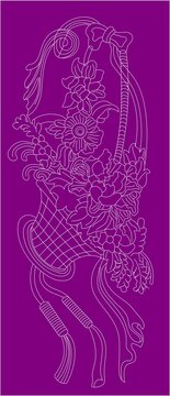 古代工筆花籃圖