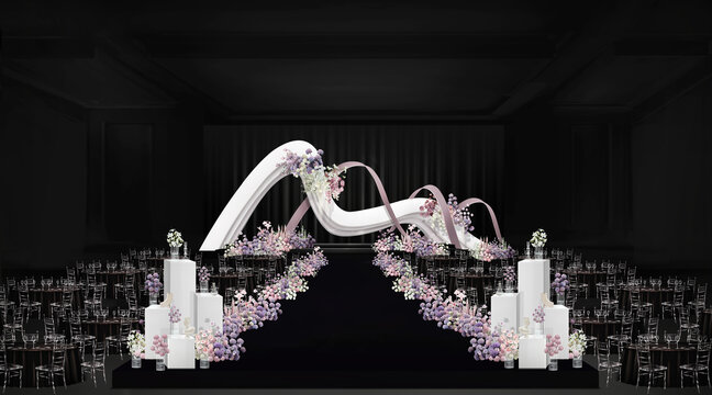 粉紫色小眾婚禮效果圖