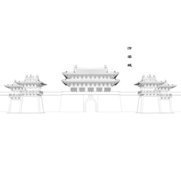 汴梁城立面線稿圖