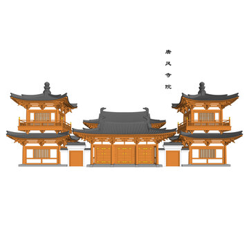 唐風(fēng)寺院立面效果圖