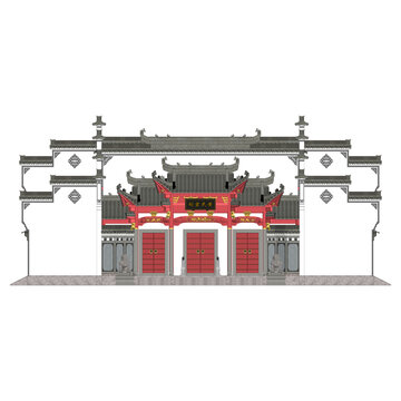 祠堂正立面效果圖