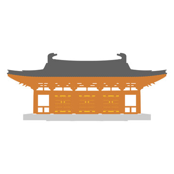 唐天王殿立面插畫圖
