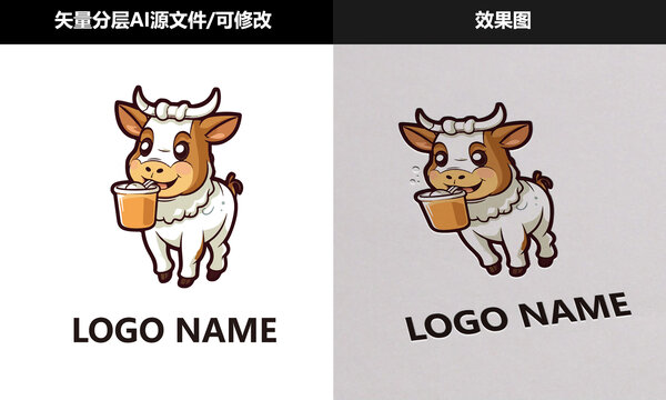 小牛喝奶茶LOGO