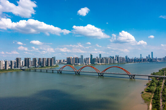 航拍湖南長沙城市景觀