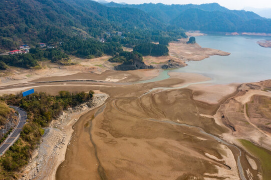 航拍湖南长沙宁乡市黄材水库