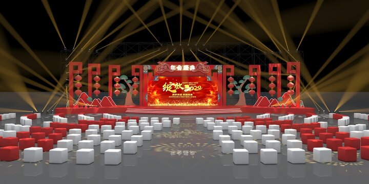 中式舞臺(tái)3d模型