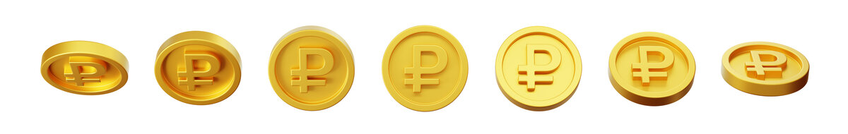 流通卢布符号金币纪念币3D