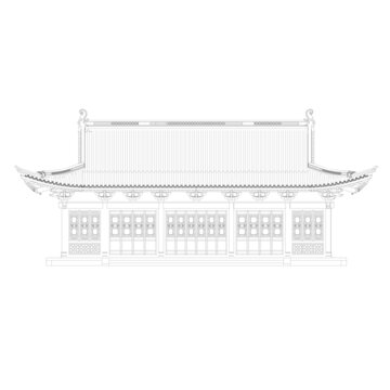 花廳正立面線稿圖
