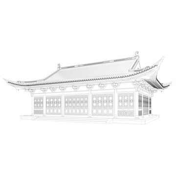 花廳軸測線稿圖