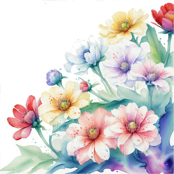 美麗的水彩花卉插畫