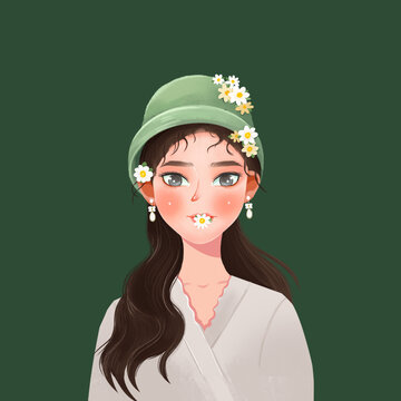 夏日清涼女孩插畫