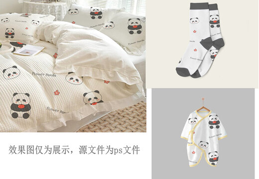 可愛熊貓?zhí)O果圖案