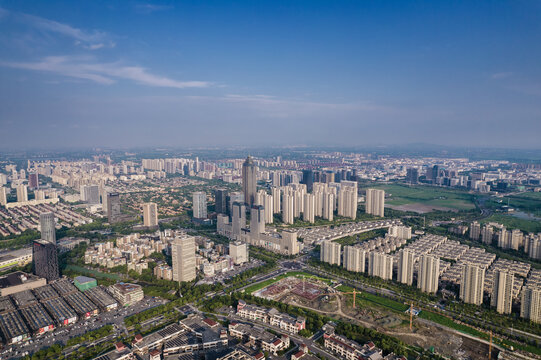 浙江海宁市城市风光航拍