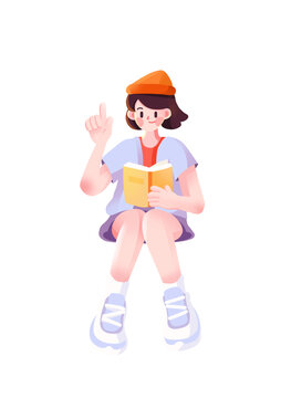扁平教育人物考研插畫