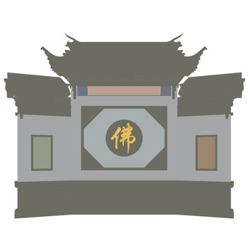 照壁立面插畫圖