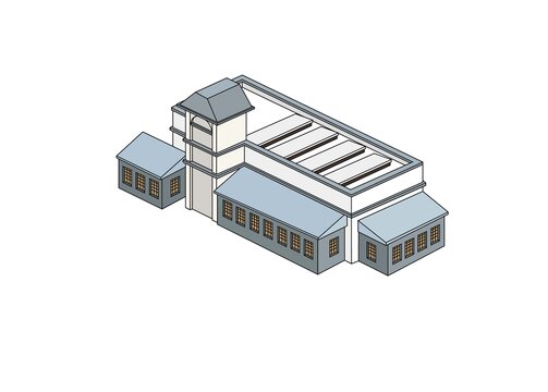 大生纱厂厂房矢量图