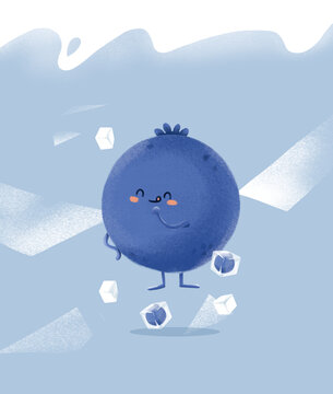 創(chuàng)意藍莓冰塊雪糕包裝插畫