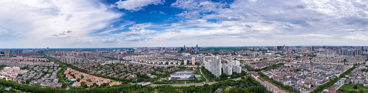 嘉兴桐乡城市风光全景