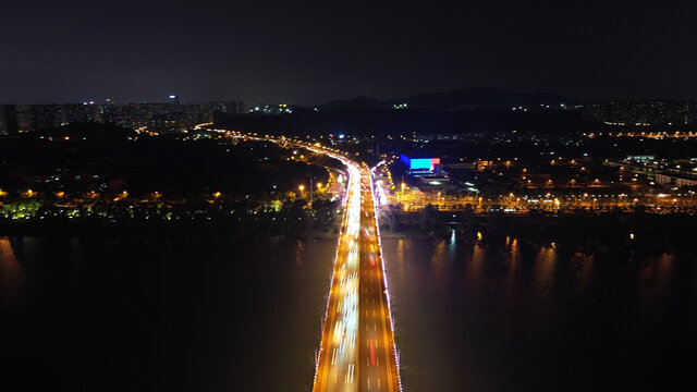 长沙三汊矶大桥夜景