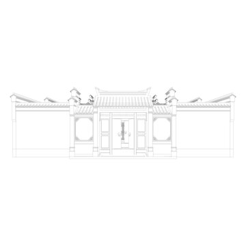 古民宅立面線稿圖