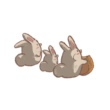 三只兔子吃月饼