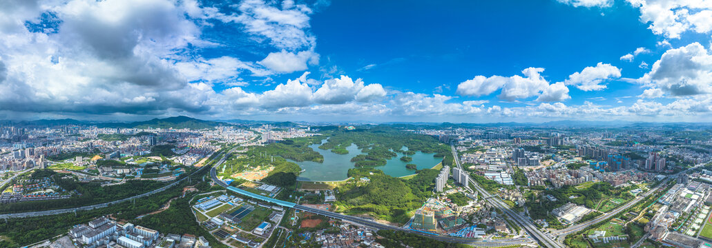 深圳龙华茜坑水库全景图