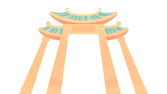國潮建筑龍門