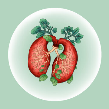 重生的希望人體肺部器官插畫