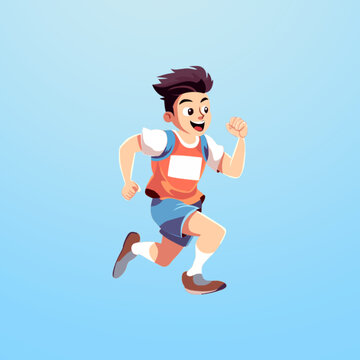 活力运动健身起步奔跑男孩插画
