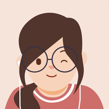 戴眼鏡聽(tīng)音樂(lè)的女孩