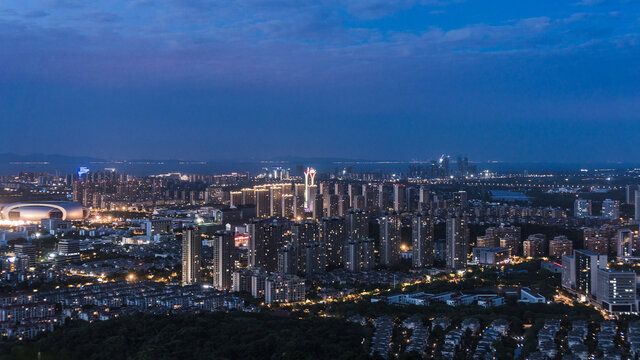 俯瞰湖州市城市夜景