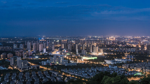 俯瞰湖州市城市夜景