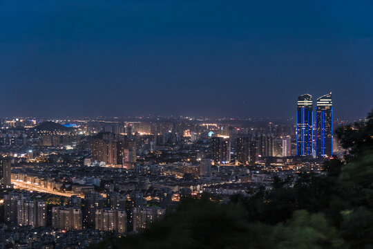 俯瞰湖州市城市夜景