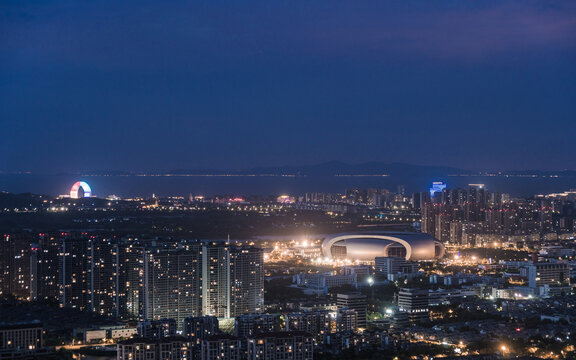 俯瞰湖州市城市夜景