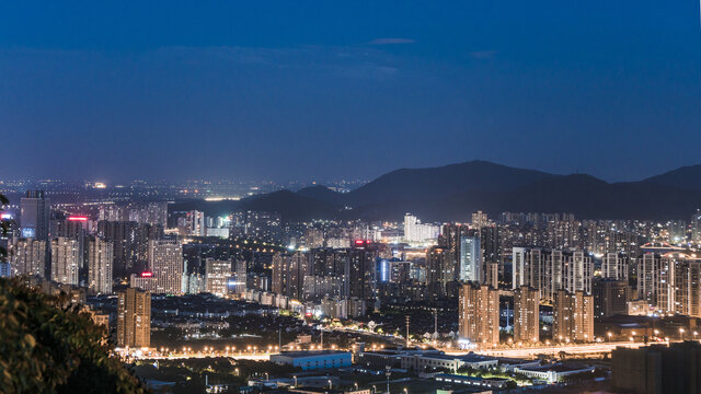 俯瞰湖州市城市夜景