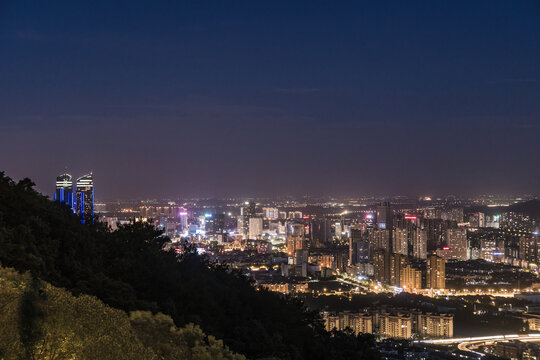 俯瞰湖州市城市夜景