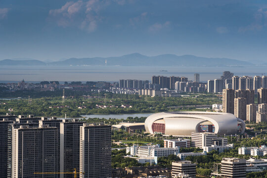 俯瞰湖州市城市风光