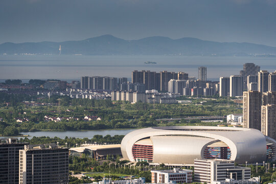 俯瞰湖州市城市风光