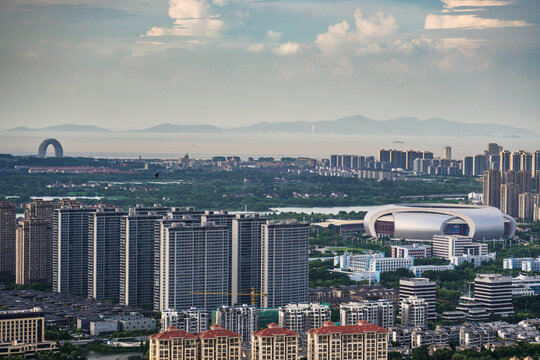 俯瞰湖州市城市风光