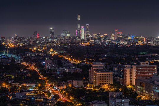 北京城市全景夜景