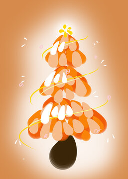 橙色卡通圣誕樹(shù)