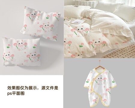 貓咪郁金香圖案