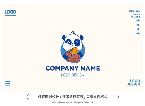 原创卡通熊猫吃红薯logo