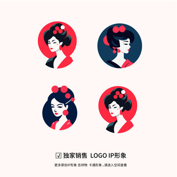 日本女子寿司店logo形象