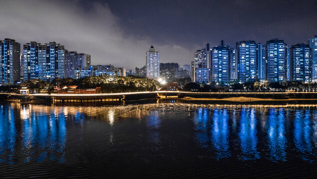 温州鹿城区瓯江畔夜景