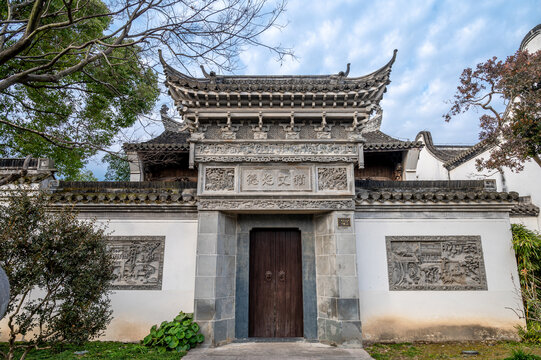 中式徽派建筑庭院门楼