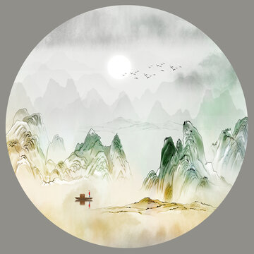 古風(fēng)國畫國潮山水